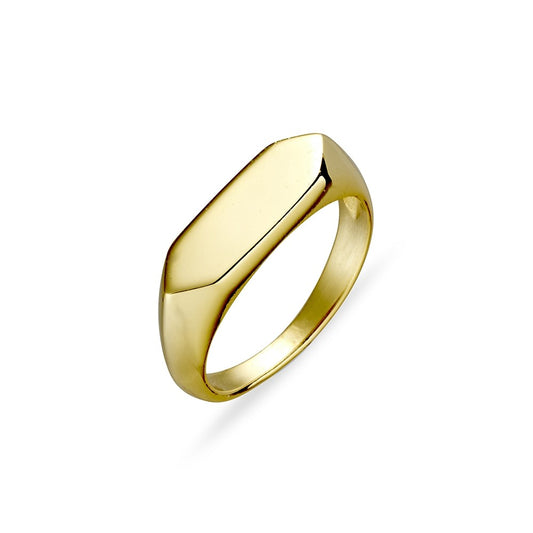 Sterling silver flat signet ring with rounded edges