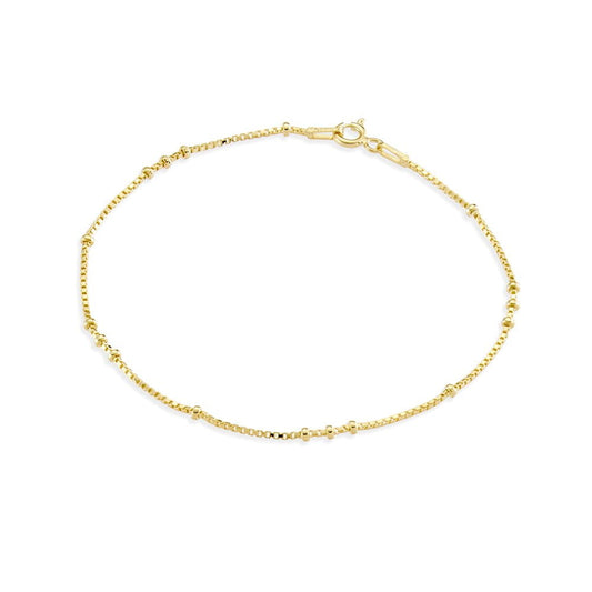 Sterling silver fine venetian chain bracelet with bead details