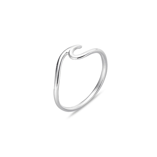 Sterling silver petite style ocean wave ring