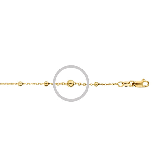 Sterling silver gold plated 1MM satellite belcher chain with 3MM beads