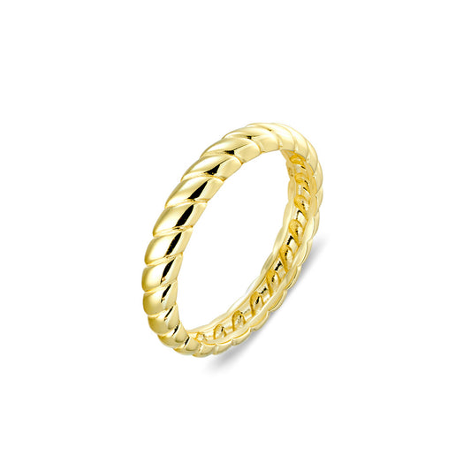 Sterling silver gold plated wide flat braid ring