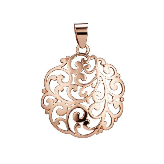 Sterling silver fancy filigree round circle pendant