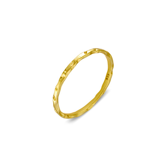 Sterling silver rounded thin band ring with beaten finish