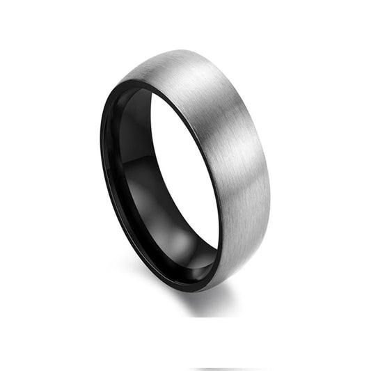 Blaze stainless steel men’s brushed grey ring with black inner