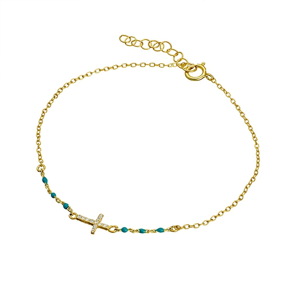 Sterling silver bracelet with nano turquoise and CZ details