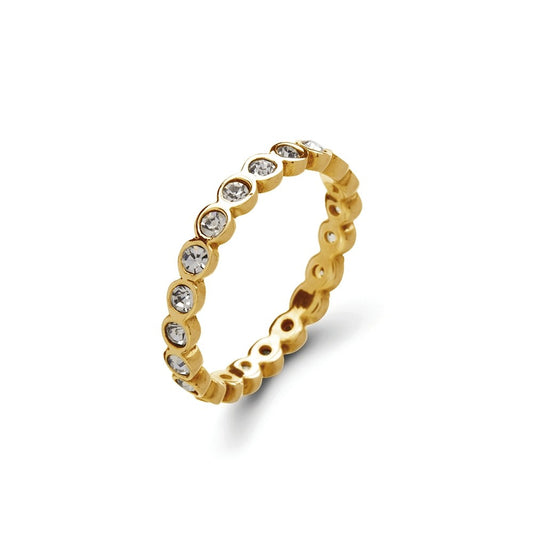 Sterling silver polished finish thin multi bezel set CZ ring