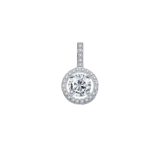 Sterling silver round CZ with halo setting pendant