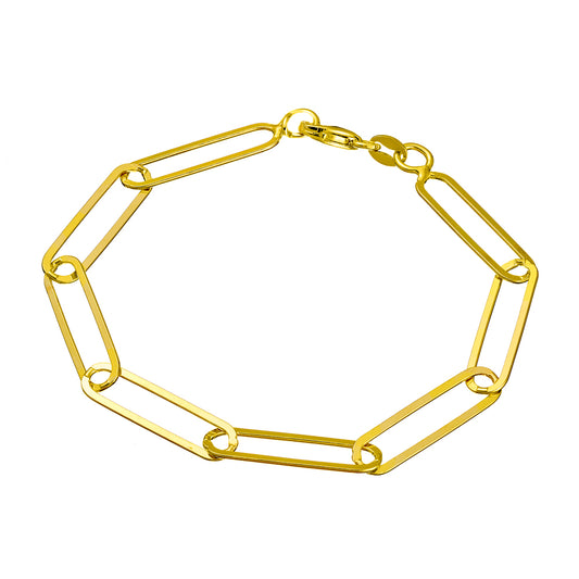 Sterling silver gold plated 22MM paperclip link bracelet (18CM length with no extension)