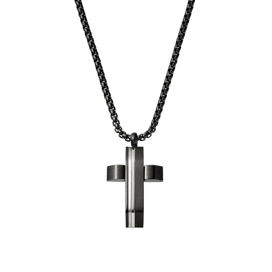 Blaze stainless steel men’s black cross with steel detailing