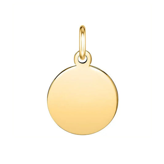 Sterling silver gold plated 16MM flat disc pendant.