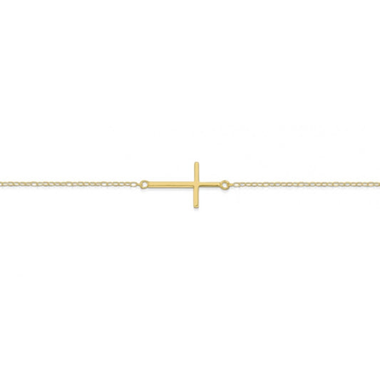 Sterling silver fine cross bracelet
