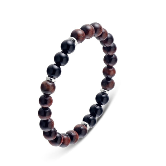 Blaze stainless steel men’s tiger eye and onyx stone bracelet