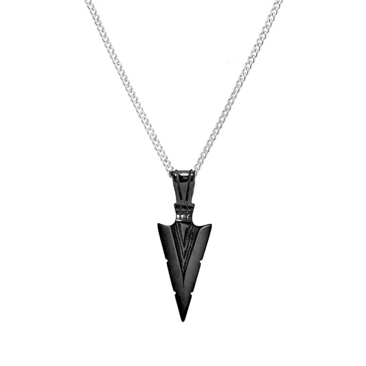 Blaze stainless steel men’s spearhead necklace with curb chain