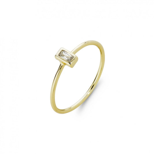 Sterling silver dainty single CZ ring