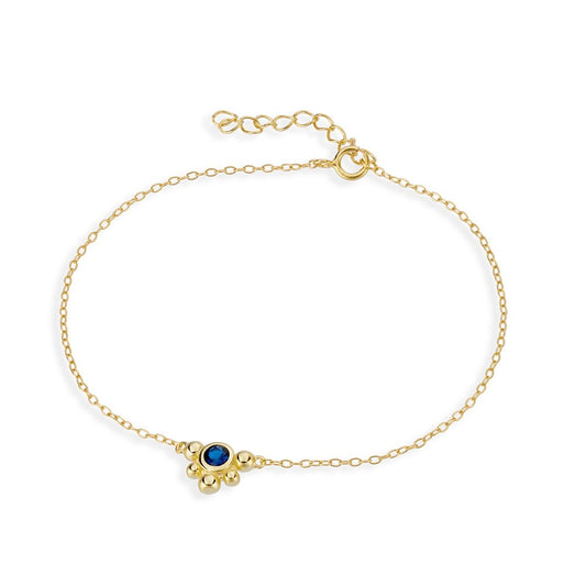 Sterling silver gold plated fine bracelet with decorative navy detail