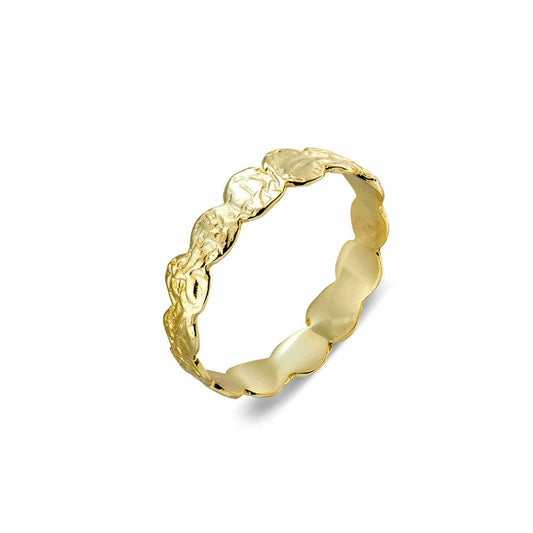 Sterling silver flat hammered multi-circle band ring