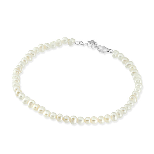 Freshwater potato pearl bracelet with sterling silver clasp and extension