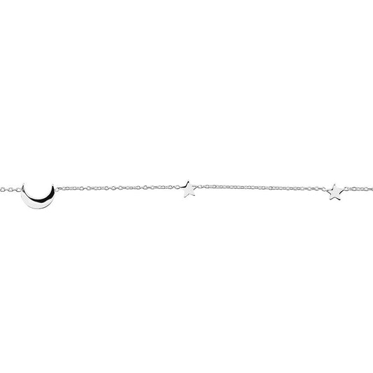 Sterling silver star and moon bracelet