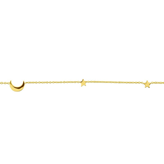 Sterling silver star and moon bracelet