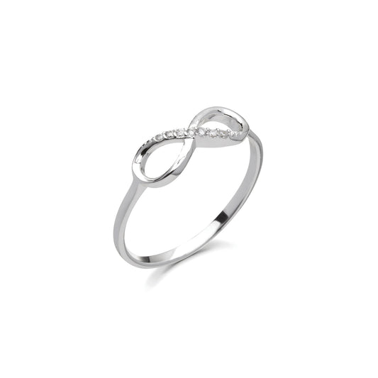 Sterling silver stone set infinity ring