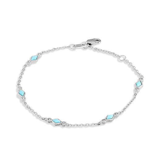 Sterling silver multi enamel turquoise charm bracelet with CZ