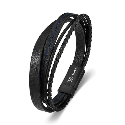 Blaze stainless steel men’s leather bangle