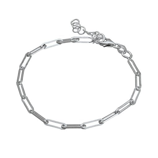 Sterling Silver Oblong Link Bracelet